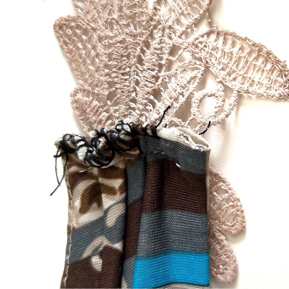 Boho Style Beige Brown Turquoise Blue Maxi Dress Lace Long Flowy Beach Vacation - Picture 14 of 16